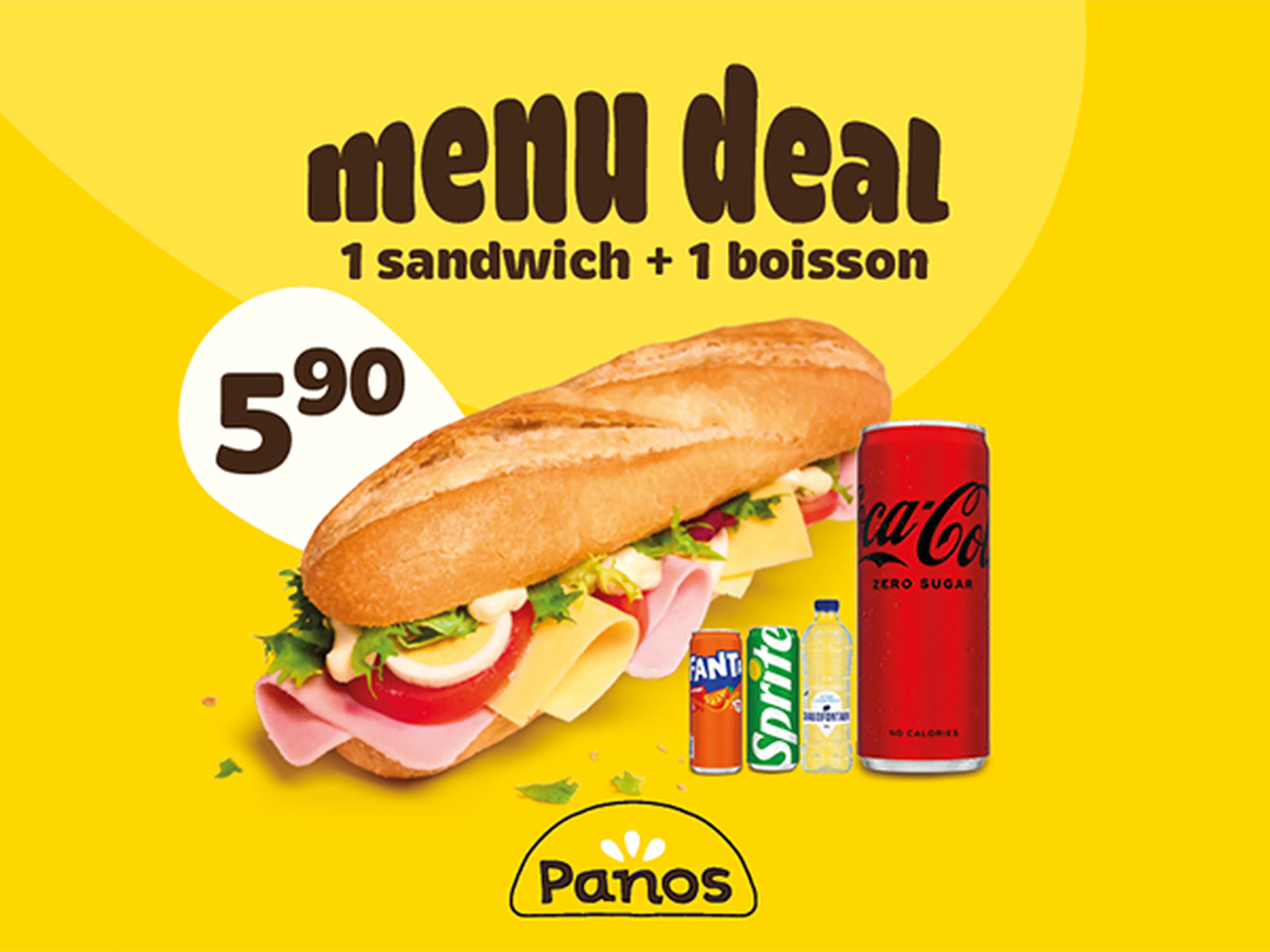 Menu deal Panos avec sandwich et boisson à 5,90€ dans le shop Q8