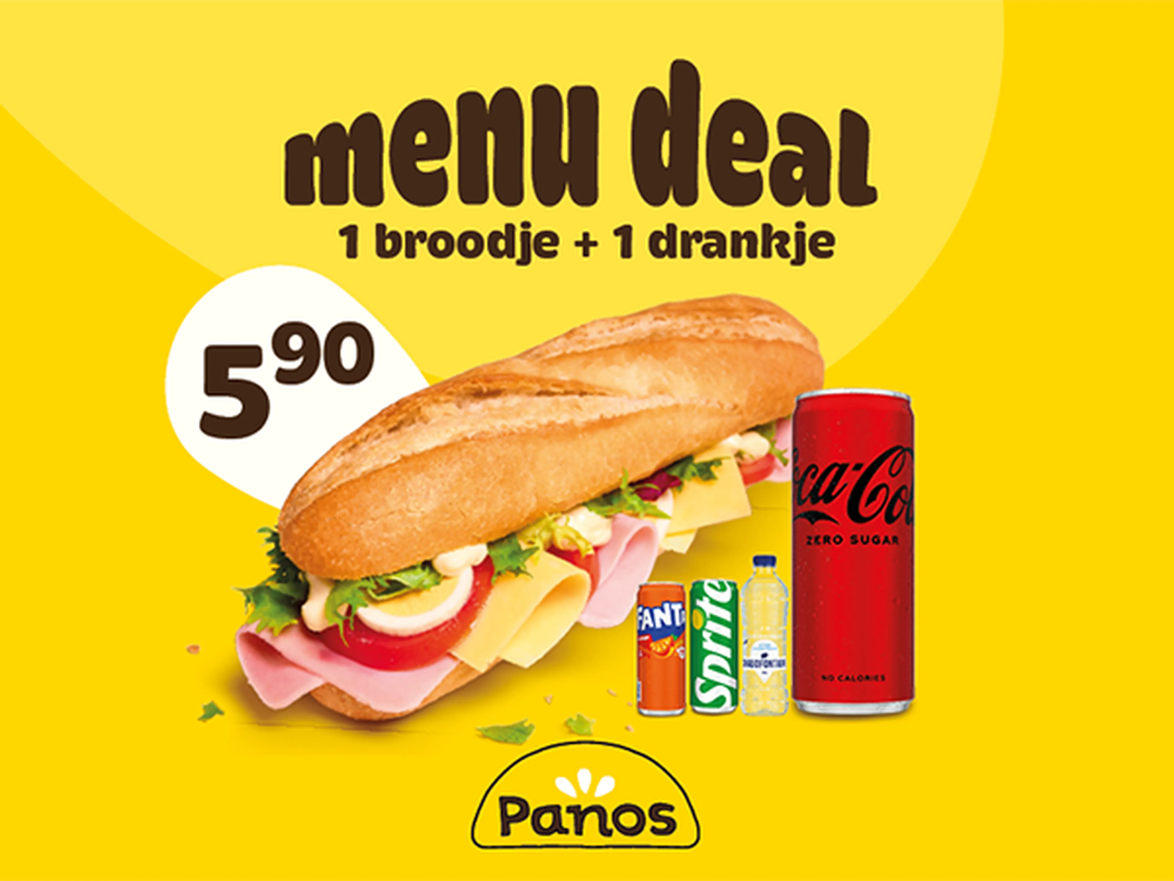 Panos menu deal met broodje en drankje voor €5,90 bij Q8 shop