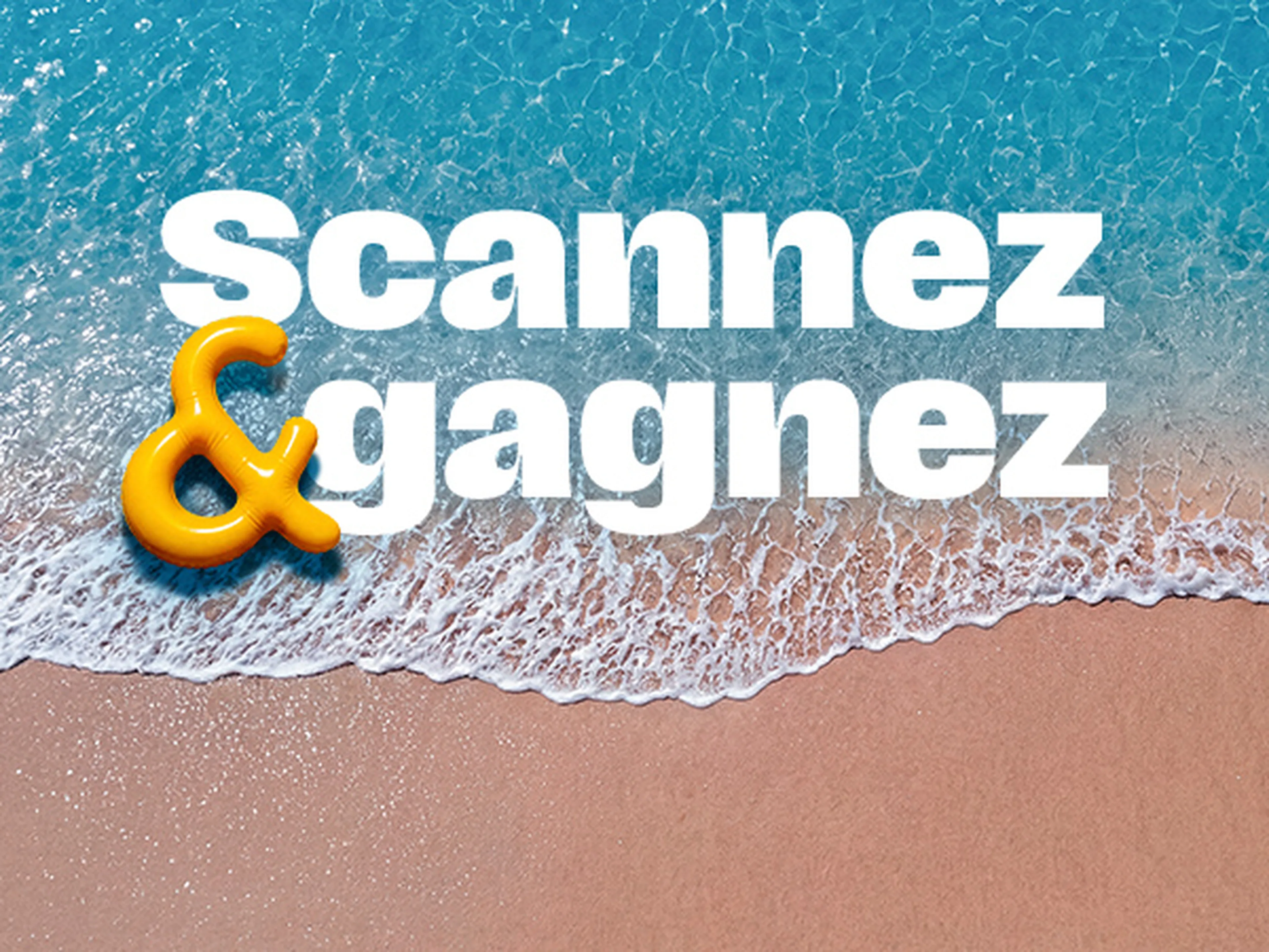 Campagne scannez & gagnez avec plage en arriere plan